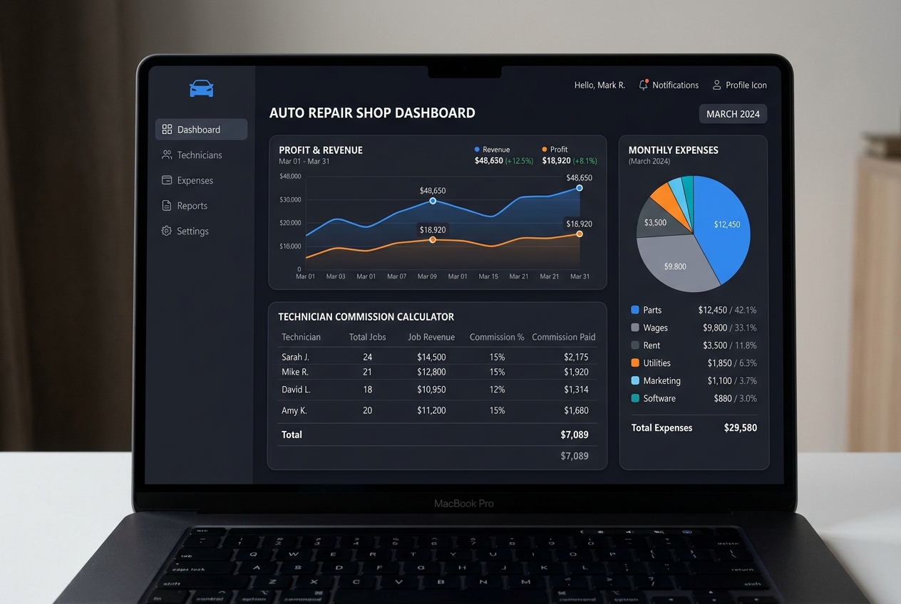 Dashboard Financeiro - ZaltAssist - Gestão para Assistências